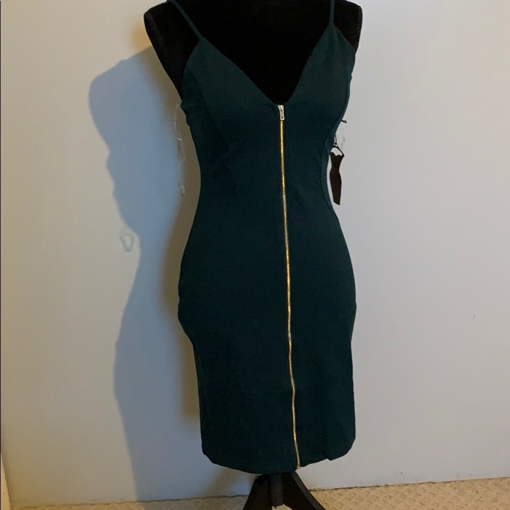 Emerald green zipper dress by Haute Monde